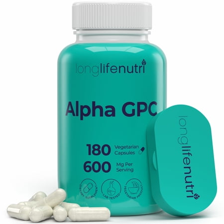 Alpha GPC Choline Supplement 300mg - 120 Vegetarian Capsules | Made In Usa | Cognitive Enhancer Nootropic | Supports Memory & Brain Function | Boosts Focus & Mood | 300 mg Pure Powder Pills Complex