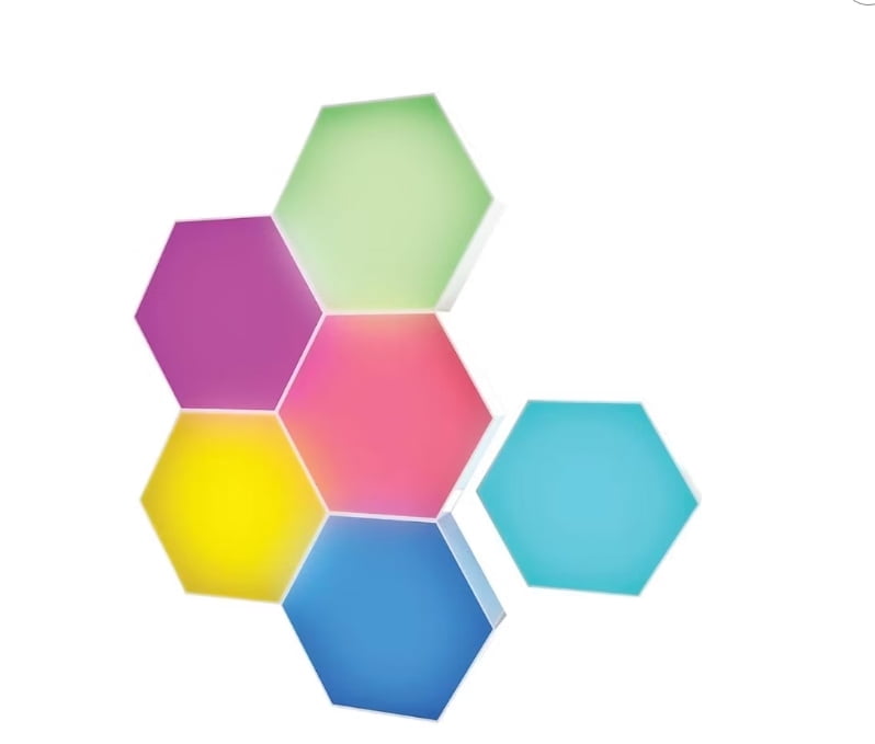 Polygons Led Alpha Gaming 6 hexagon-shaped LED tiles Nightwatch LED lights Battery ...