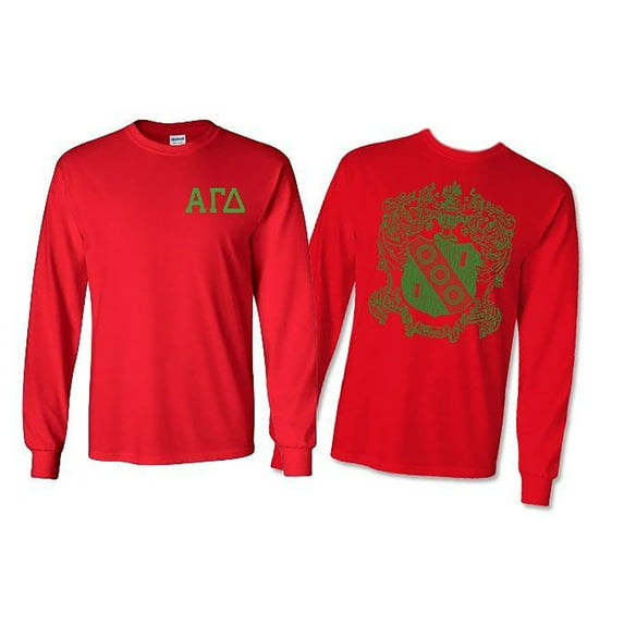 Alpha Gamma Delta World Famous Crest Long Sleeve T-shirt Small Red