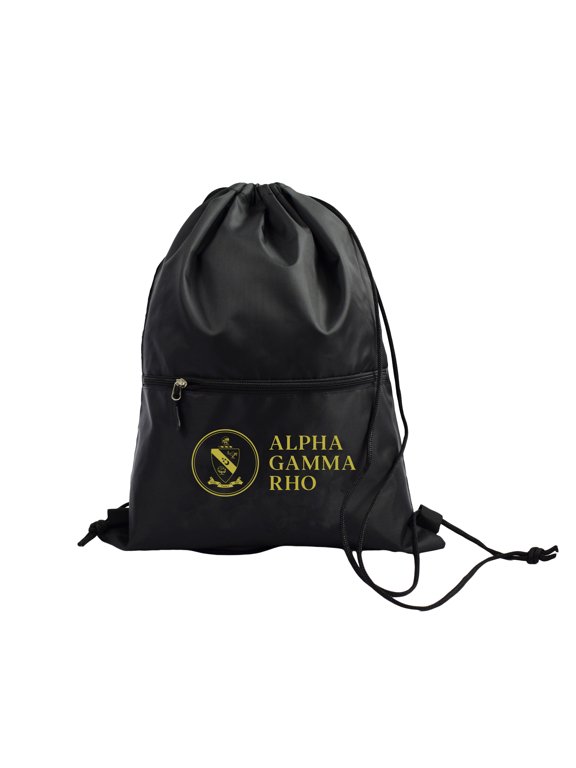 Alpha Gamma Rho Fraternity Black Drawstring Backpack, Sports Bag, Travel Carryall
