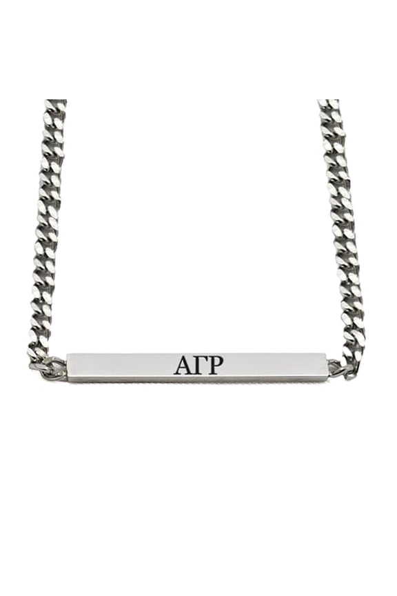 Alpha Gamma Rho Fraternity Necklace - Greek Letters Stainless Steel Horizontal Bar Pendant, Alpha Gamma Rho Gifts For Men
