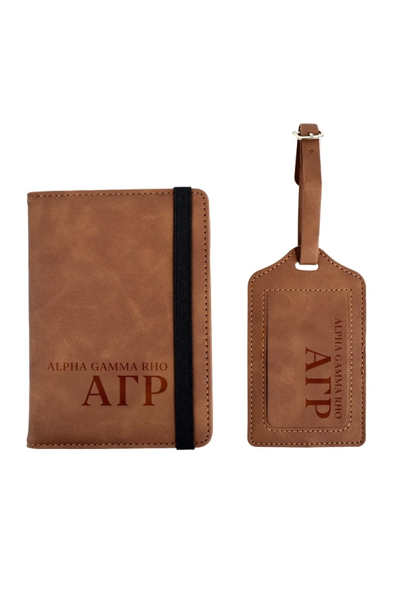 Alpha Gamma Rho Passport Holder and Luggage Tag Travel Accessories Set, Officially Licensed, Fraternity Gift for Men
