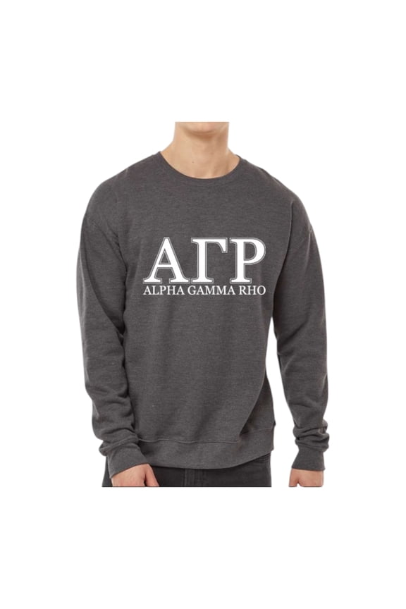 Alpha Gamma Rho Sweatshirt, Crewneck Sweatshirt with Varsity Greek Letters Design - Size Medium