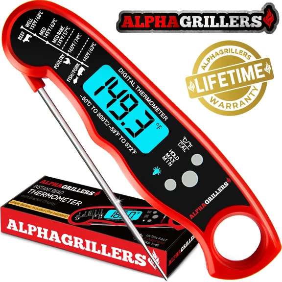 Alpha Grillers Instant Read Meat Thermometer – Father’s Day Gift, 4th of July BBQ Accessory, Home Essential, Grill Accessories for Men