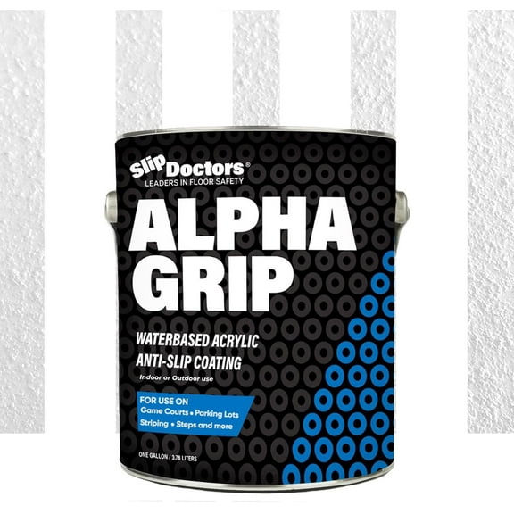 Alpha Grip Non-Slip Striping Paint for Parking Lots and Concrete Surfaces - White