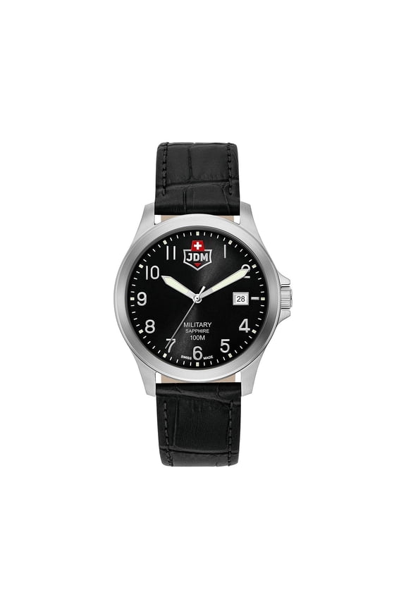 Alpha I: Black Dial, Black Leather Strap