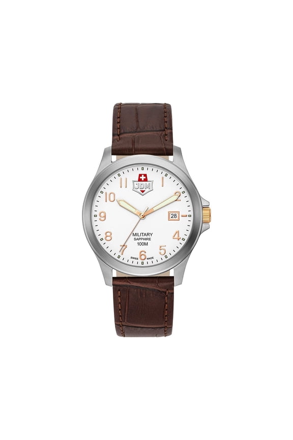 Alpha I: White Dial, Brown Leather Strap