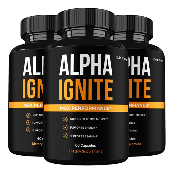 Alpha Ignite Capsules, Advanced Formula, AlphaIgnite Supplement All Natural Formula, Maximum Strength (3 Pack)