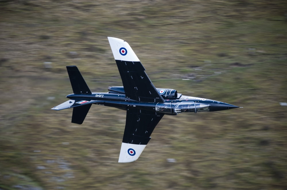 Alpha Jet of the Royal Air Force low level flying over North Wales Canvas Art - Andrew ChittockStocktrek Images (35 x 23)