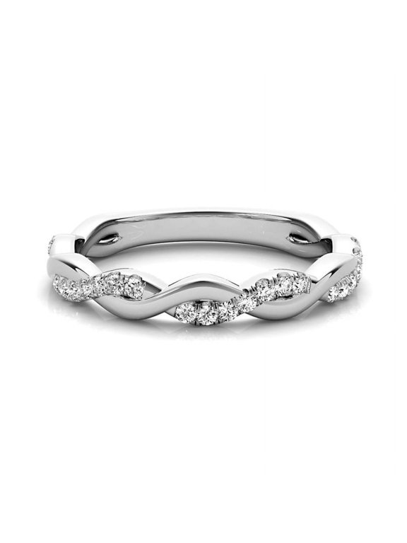 Alpha Jewel 0.8 Ct Round Cut Lab-Created Simulated Diamond Infinity Criss Cross Over Shank Engagement Wedding Ring 14K White Gold Plated