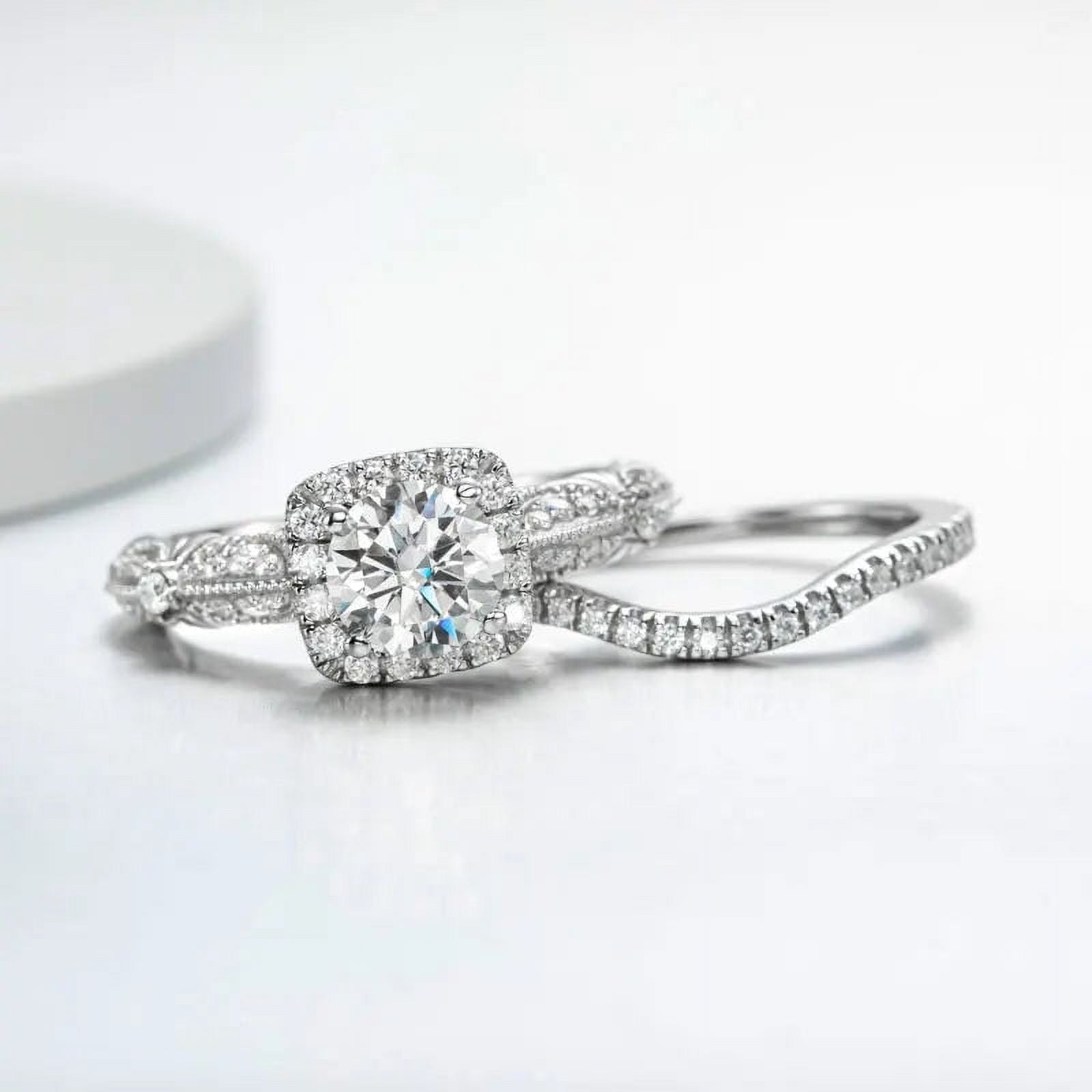Alpha Jewel 1.4 Ct Round Cut Diamond Engagement Ring - 14K White Gold ...