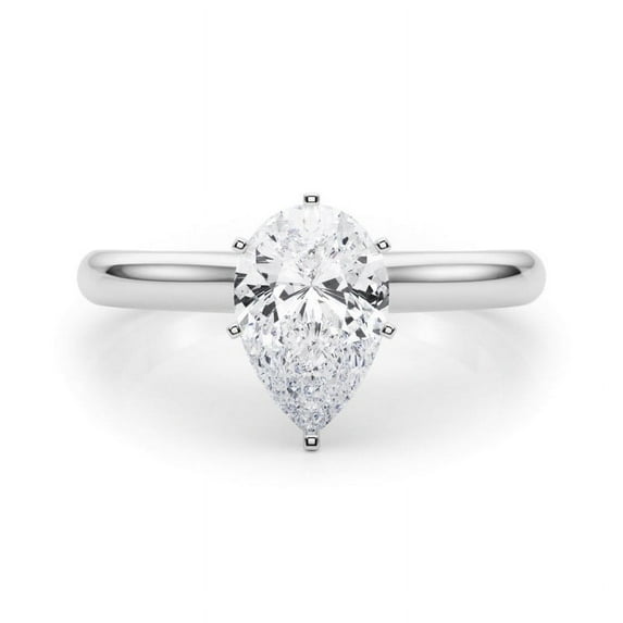 Alpha Jewel 1.7 Ct Pear Cut Moissanite Engagement Ring - 14K White Gold Plated Wedding Anniversary Ring - Bridal Proposal Wedding Rings - Engagement Ring - Personalized Gifts for Wedding