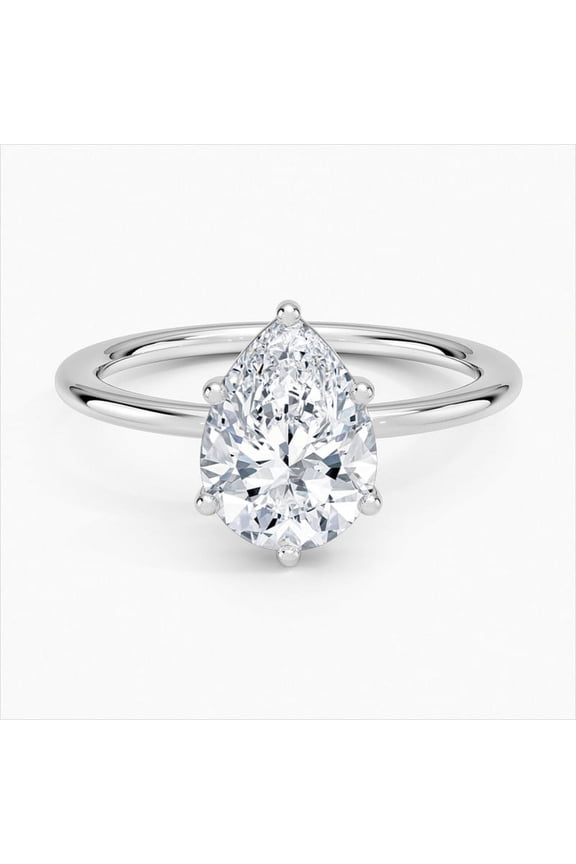 1.9 Ct Pear Cut Moissanite Rings - 14K White Gold Plated Wedding Rings - Silver Jewelry Anniversary Gifts for Her - Daily Wear Moissanite Ring - Moissanite Jewelry For Birthday Gifts