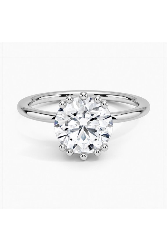 14K Gold Plated - 1.9 Ct Round Cut Moissanite Ring - Hidden Halo Moissanite Ring for Women's - Under Halo Moissanite Ring for Women's - Anniversary Gifts for Her