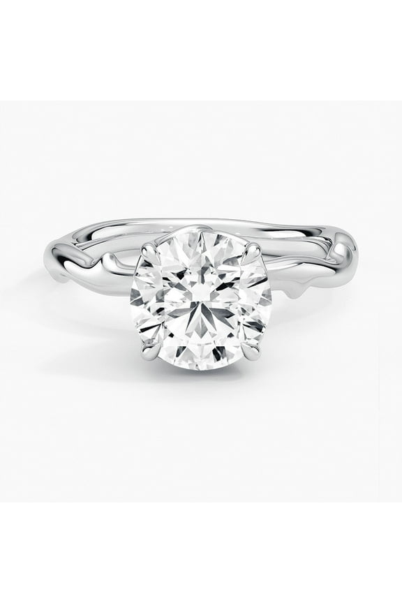 14K Gold Plated Moissanite Ring - 1.9 Ct Round Cut Moissanite Ring - Milgrain Moissanite Ring for Women's - Solitaire with Accent Moissanite Ring for Her - Anniversary Gift