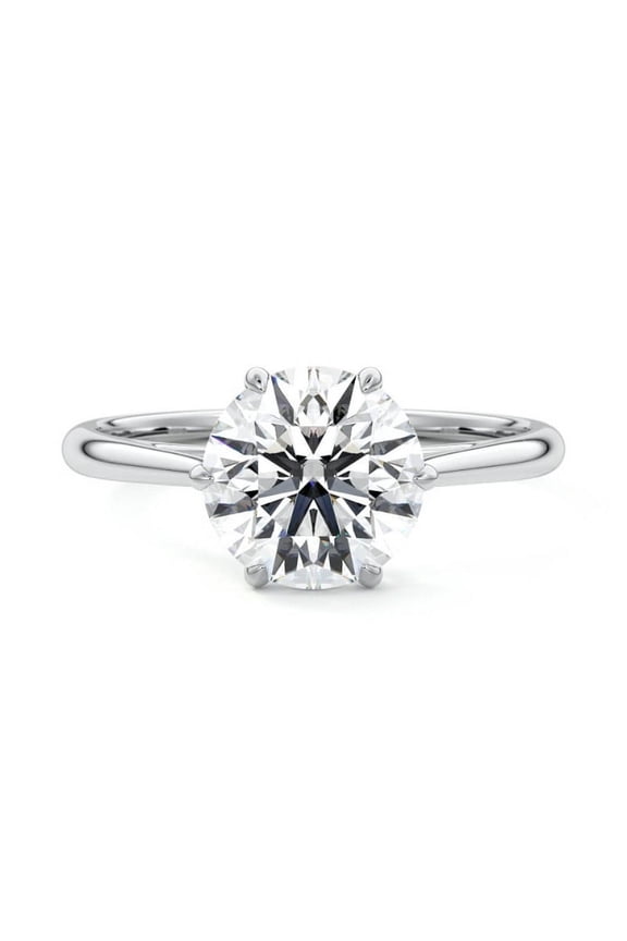 14K Gold Plated Wedding Anniversary Ring - 1.9 Ct Round Cut Moissanite Ring - Solitaire Moissanite Ring for Women's - Solo Stone Moissanite Ring for Women's - Wedding Ring