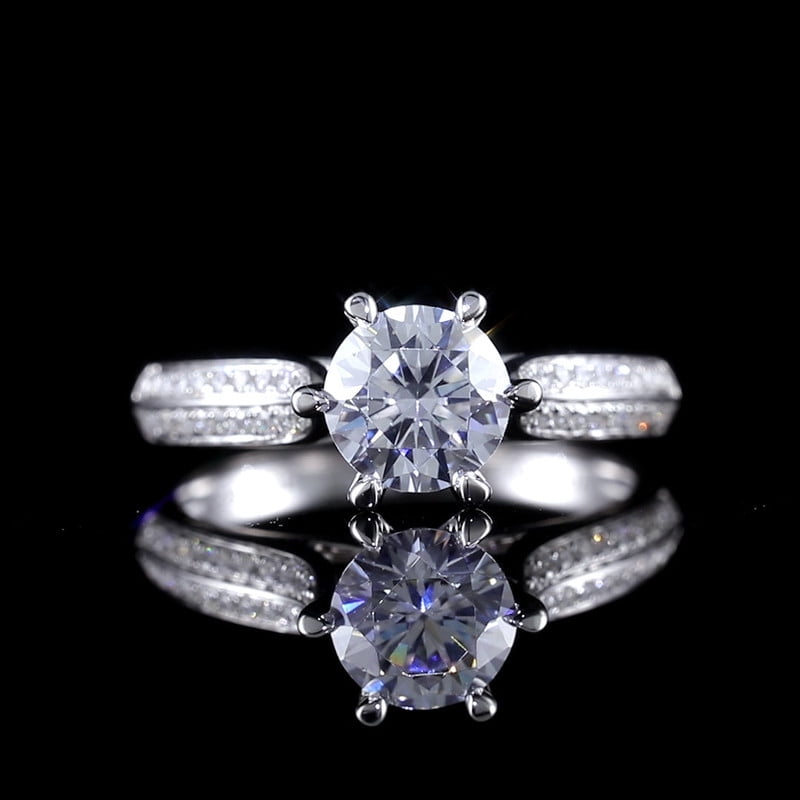 Alpha Jewel 14K White Gold Plated 2 Ct Round Cut Diamond Wedding Ring ...