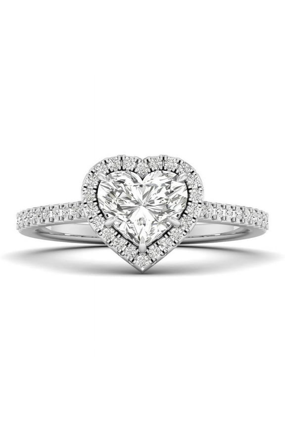 14K Gold Plated Ring - 1.15 Ct VVS1 Heart Cut Moissanite Solitaire Ring - Halo Style Sterling Engagement Ring - Dainty Engagement Wedding Moissanite Ring - Party Wear Ring