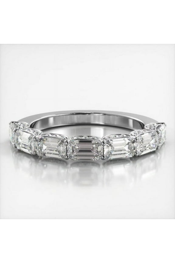14K White Gold Plated Ring - 1.4 Ct Emerald Cut Wedding Moissanite Rings - Wedding Proposal Rings for Herfriend - Gorgeous Anniversary Gift for Women's - Daily Wear Fine Jewellery for Her