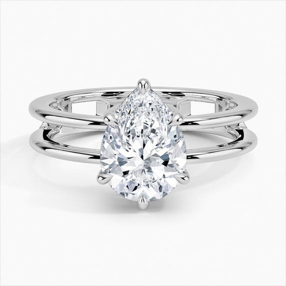 Alpha Jewel 14K White Gold Plated Ring for Her - 1.9 Ct Pear Cut Moissanite Ring for Women's - Enhancer Moissanite Engagement Wedding Ring for Women's - Moissanite Beautiful Special Occasion Ring