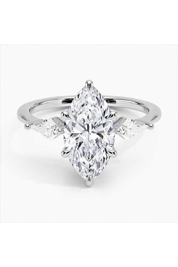 14K Gold Plated Rings - 2 Ct Marquise Cut Moissanite Rings - Gorgeous Anniversary Gift for Women's - Wedding Proposal Rings for Sister - Engagement Designer Rings