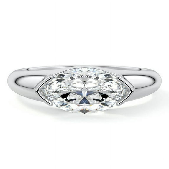 Alpha Jewel 14K Gold Plated Wedding Anniversary Ring - 2 Ct Marquise Cut Moissanite Ring - Simple Moissanite Ring for Her - Party Wear Moissanite Ring - Proposal Ring