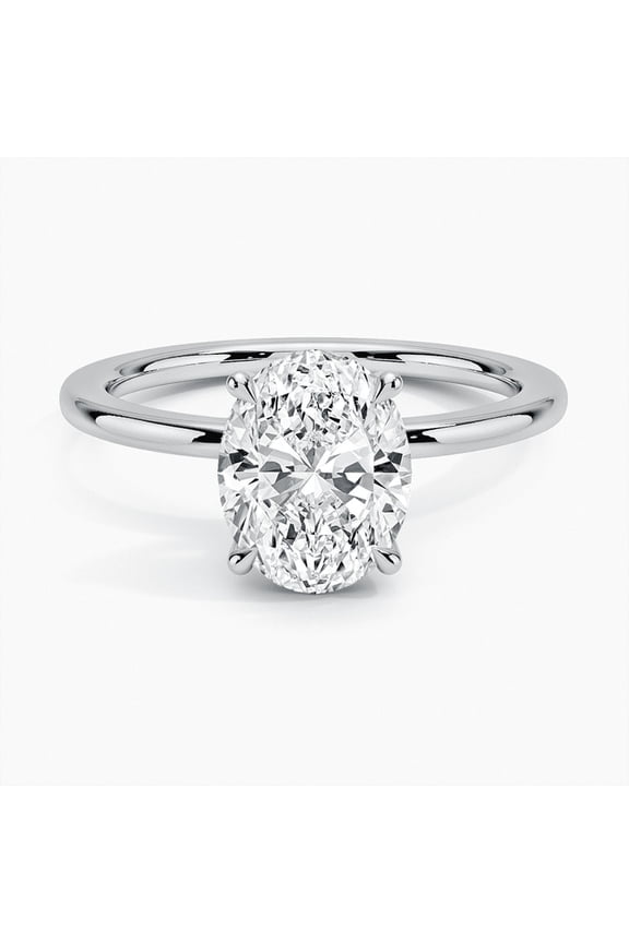 14K White Gold Plated Wedding Anniversary Ring - Oval Cut 2.1 Ct VVS1/D Moissanite Ring - Simple Handmade Sterling Silver Engagement Ring for Women's - Gift for Her