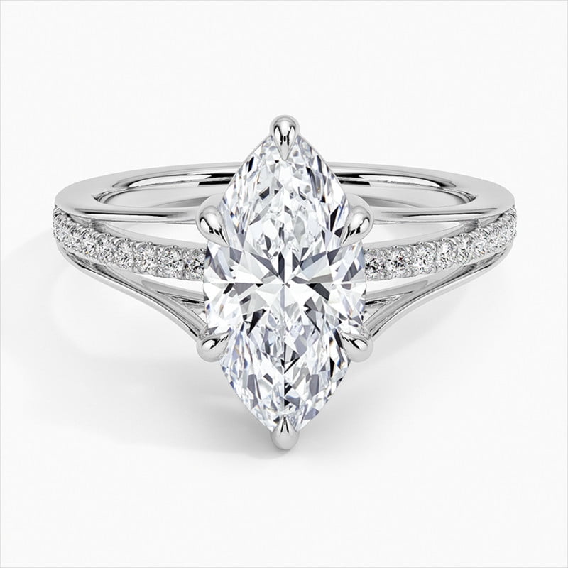 Alpha Jewel 2.5 Ct Marquise Cut Moissanite Rings for Her - 14K Gold ...