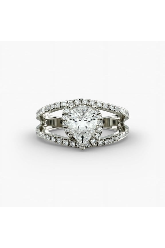 Pear Cut 1.7 Ct Moissanite Ring - 14k White Gold Plated Moissanite Wedding Anniversary Ring - Moissanite Anniversary Ring - Moissanite Ring for Women's - Bridal Wedding Rings