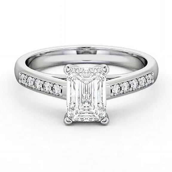 Alpha Jewelry 2.1 Ct Emerald Cut Moissanite Rings - 14K White Gold Plated Wedding Rings - Wedding Rings for Women's - Wedding Moissanite Rings On Clearance - Forever Moissanite Rings