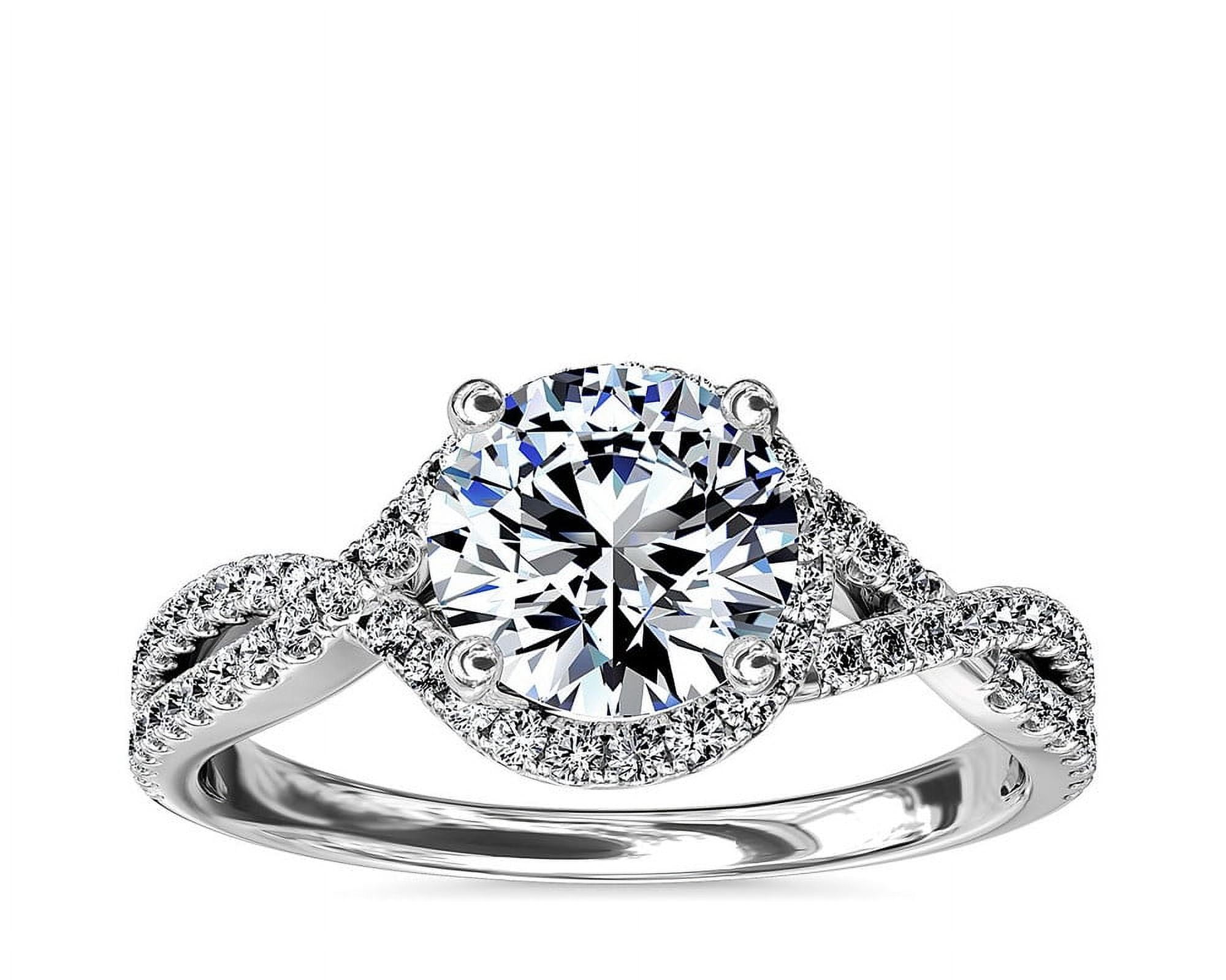 Alpha Jewelry Brilliant 2 Ct Round Cut Moissanite Ring - 14K White Gold ...