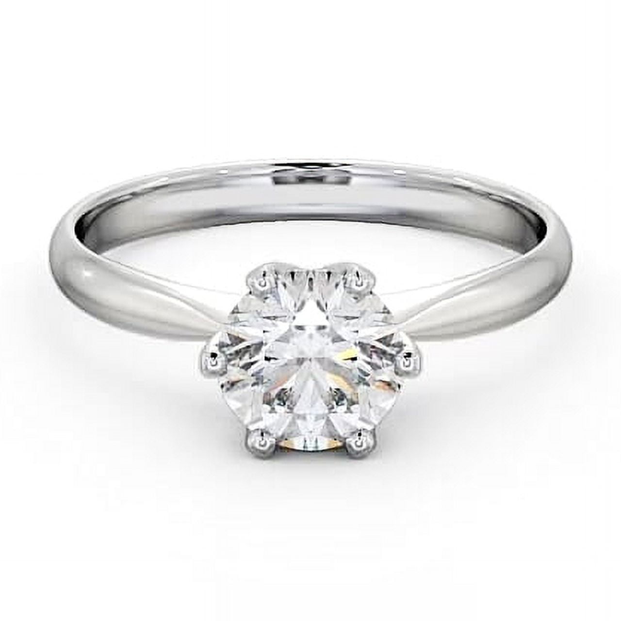 Alpha Jewelry Round Cut 2 Ct Moissanite Ring - 14K White Gold Plated ...