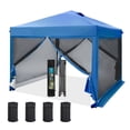 thumbnail image 1 of Alpha Joy 10' x 10' Pop up Canopy with Netting Portable Outdoor Event Canopy with Roller Bag, Blue, 1 of 9