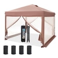 thumbnail image 1 of Alpha Joy 10' x 10' Easy Pop up Canopy Tent with Netting Portable Outdoor Event Tent Canopy with Roller Bag, Brown, 1 of 9