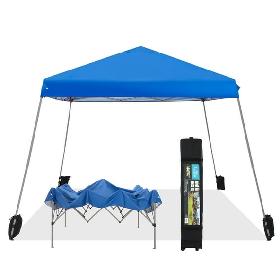 Alpha Joy 12' W x 12' D Pop-up Canopy Slant Leg Outdoor Canopy Instant Canopy Tent with Carry Bag, Blue
