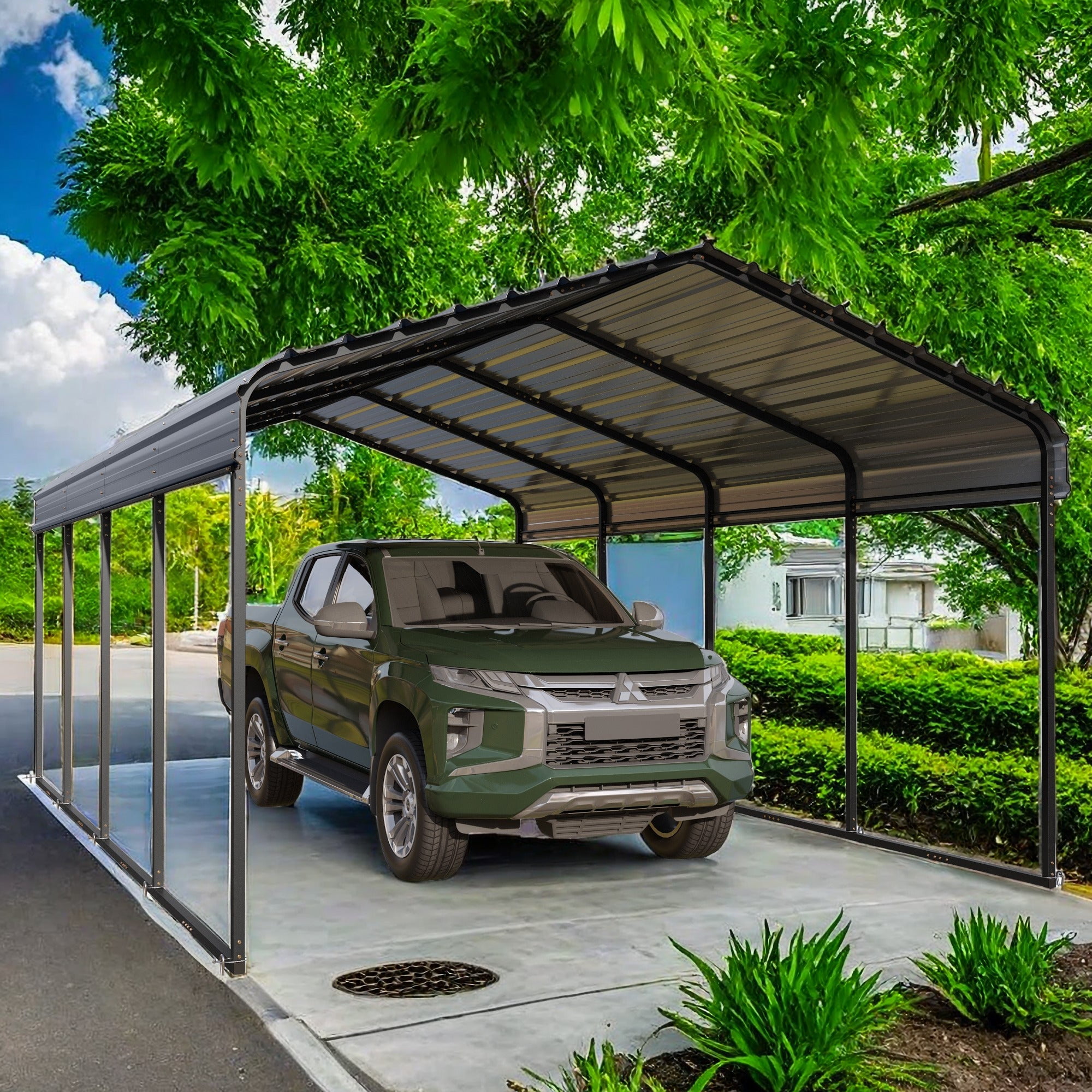 Alpha Joy Outdoor Large Covered Carport 12' x 20' with Heavy Duty