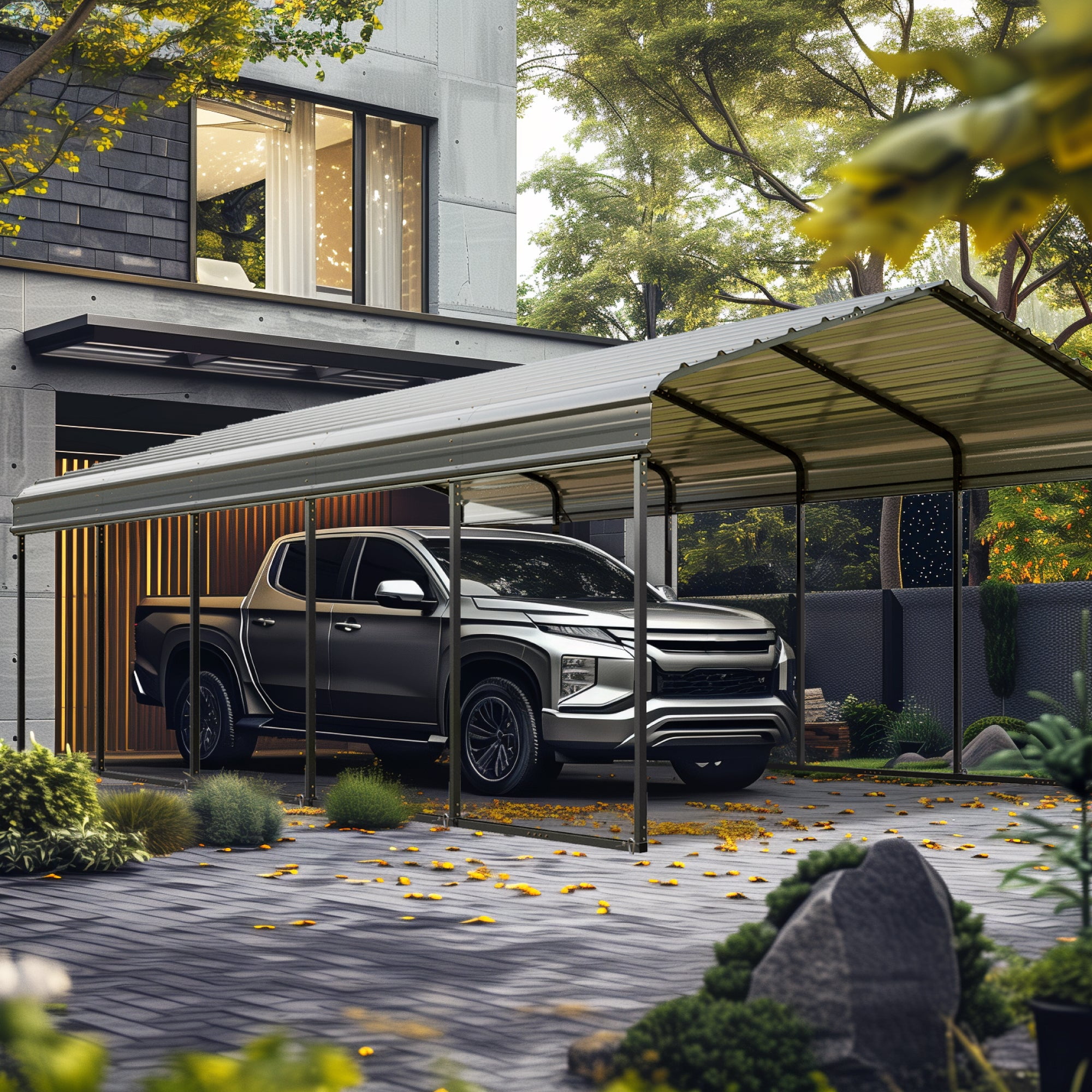 Multi Car Port Alpha Joy 12' x 25' Heavy Duty Carport with Galvanized Steel Roof Multi ...