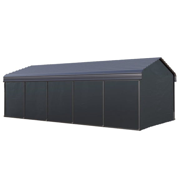 Alpha Joy 12' x 25' Heavy Duty Galvanized Steel Carport with Side Walls Multi-Purpose Hardtop Shelter