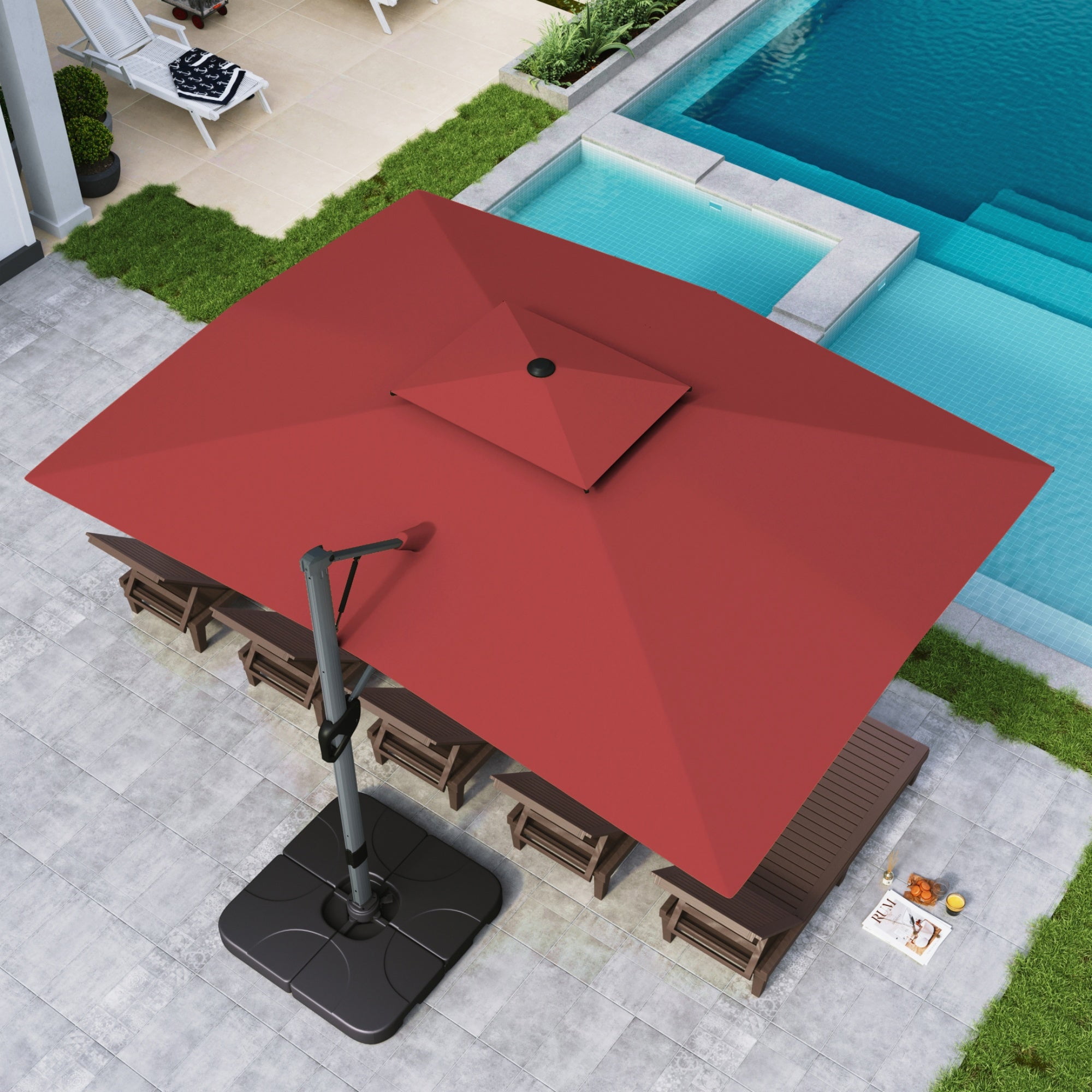 Alpha Joy 40'' Patio Fillable Square Umbrella Base, Black - Walmart.com, image size:2000x2000