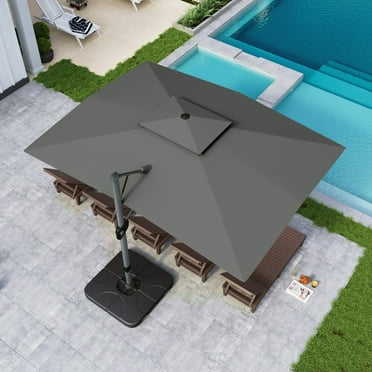 Alpha Joy 12x9ft Outdoor Patio Umbrella Large Rectangle Offset Cantilever Double Umbrella with 360°Rotation, Charcoal Gray