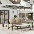 thumbnail image 1 of Alpha Joy 13x6.5ft Double-Sided Extra Large Outdoor Patio Market Rectangle Umbrella with Crank Handle, Ivory, 1 of 6