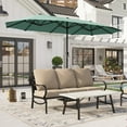 thumbnail image 1 of Alpha Joy 13x6.5ft Double-Sided Extra Large Outdoor Patio Market Rectangle Umbrella with Crank Handle, Mint, 1 of 6