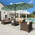 thumbnail image 1 of Alpha Joy 15ft Outdoor Patio Umbrella Extra-Large Double-Sided Garden Umbrella with Crank Handle and Base - Mint, 1 of 6