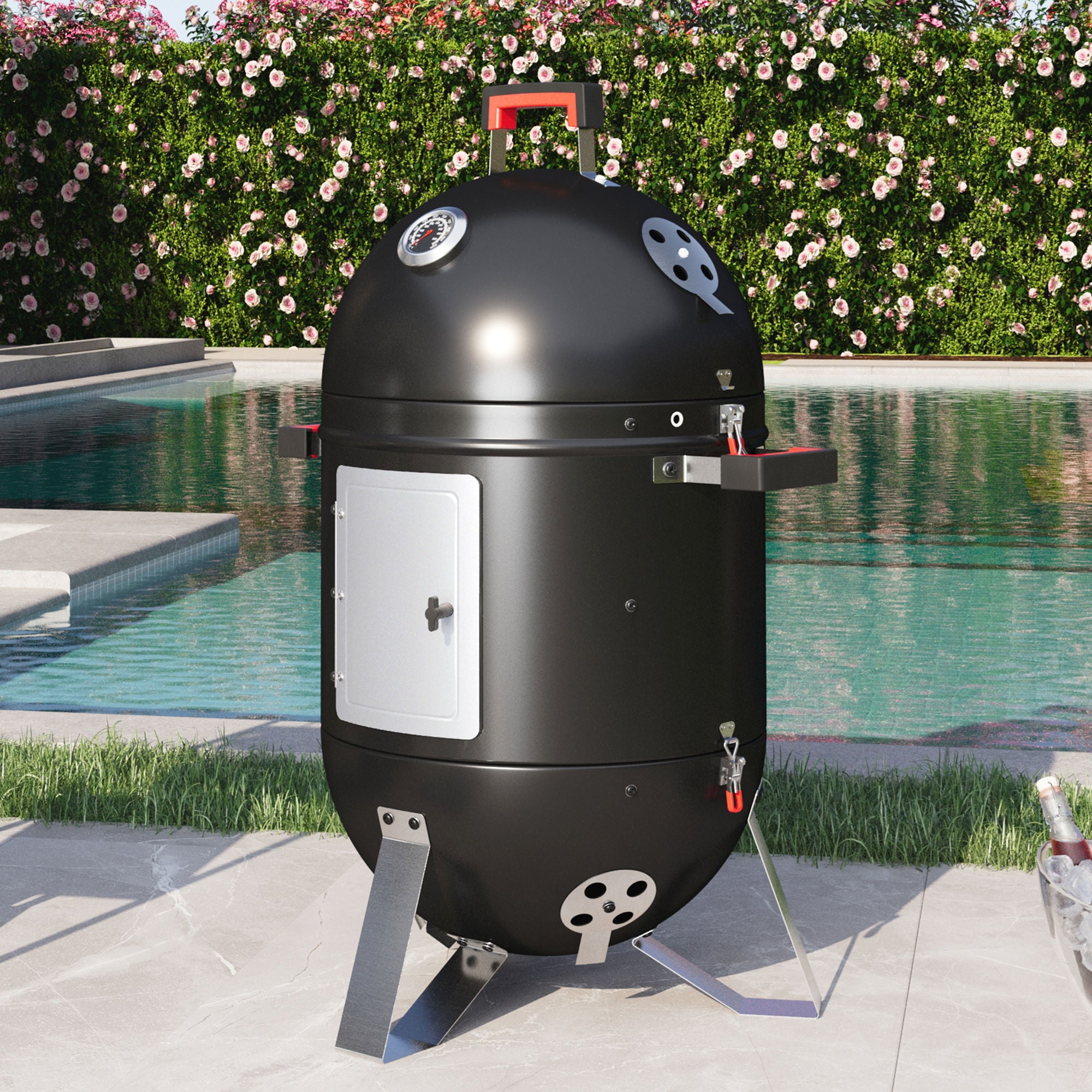 Alpha Joy 18inch Vertical Charcoal Smoker BBQ Grill