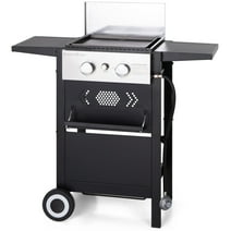 Alpha Joy 2-Burner Gas Grill and Griddle Combo with Wheels