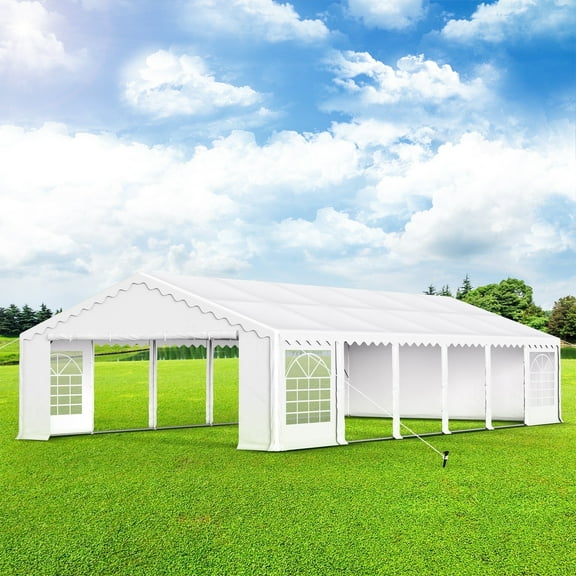 Alpha Joy 20' x 40' Heavy Duty Party Tent Outdoor Event Shelter for Wedding, Outdoor Commercial Canopy tent with 10 Removable Sidewalls & Carry Bag, Outdoor Gazebo Shelter for Event , White