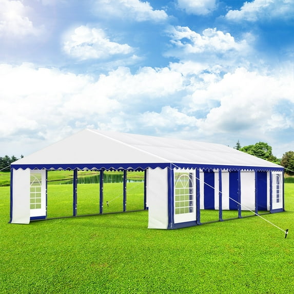 Alpha Joy 20' x 40' Heavy Duty Party Tent Outdoor Event Shelter for Wedding, Outdoor Commercial Canopy tent with 10 Removable Sidewalls & Carry Bag, Outdoor Gazebo Shelter for Event, Blue