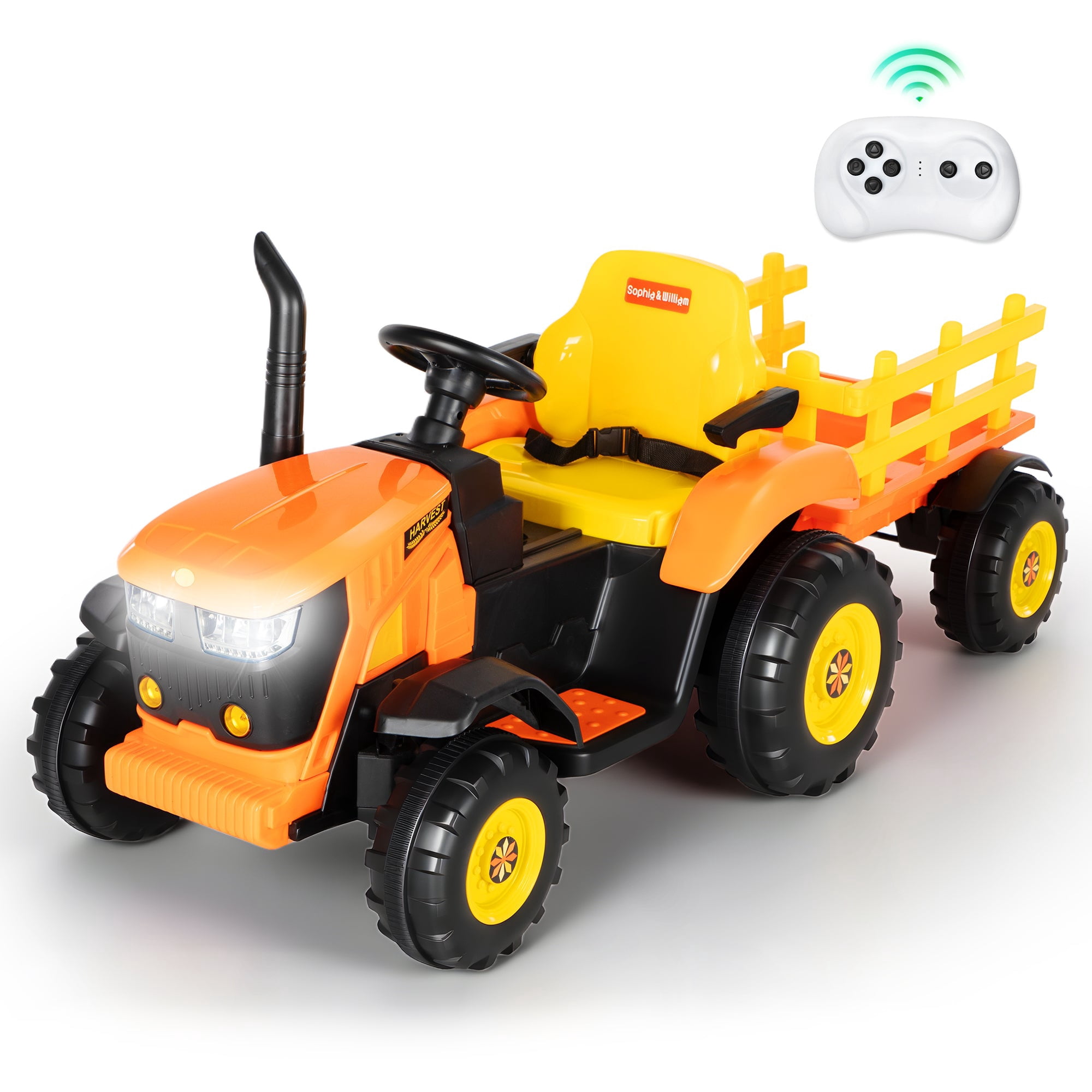 Alpha Joy 24V Powered Ride on Tractor with Detachable Trailer Electric ...