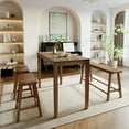 thumbnail image 1 of Alpha Joy 4 Pieces Dining Table Set for 4 Space-Saving Wood Kitchen Counter Height Bar Table, 2 Stools and Bench- Rustic Caramel, 1 of 8