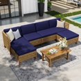 thumbnail image 1 of Alpha Joy 5 Pieces Wicker Patio Furniture Conversation Set Boho Style Outdoor Sofa with Wood Coffee Table, 1 of 13
